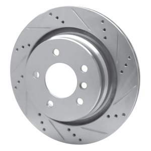 BMW M3 Brake Rotor (1) - Rear - R1 Concepts - Drilled & Slotted - Silver - `95-`02